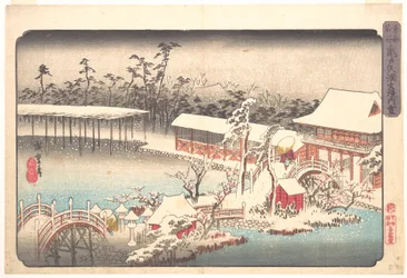 Tenmangū-Schrein in Kameido im Schnee