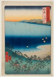 Der Strand von Takashi in der Provinz Izumi, aus der Serie „Berühmte Orte in den mehr als sechzig Provinzen“