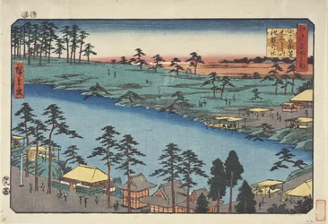 Der Kumano-Schrein und der Teich der Zwölf Schreine in Tsunohazu in Yotsuya