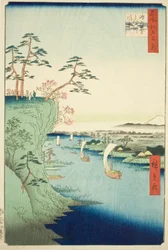 Blick auf Konodai und den Tone-Fluss (Konodai Tonegawa fukei), aus der Serie "Hundert berühmte Ansichten von Edo (Meisho Edo hyakkei)"