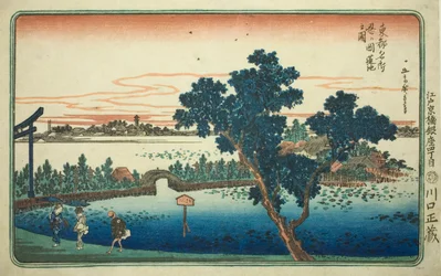 Blick auf den Lotus-Teich in Shinobugaoka (Shinobugaoka hasuike no zu), aus der Serie "Berühmte Ansichten der östlichen Hauptstadt (Toto Meisho)"