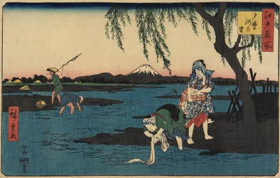 Dorf am Tamagawa-Fluss, März 1858