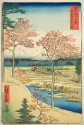 Yuhi-Hügel in Meguro in der östlichen Hauptstadt (Toto Meguro Yuhigaoka), aus der Serie "Sechsunddreißig Ansichten des Berges Fuji (Fuji sanjurokkei)"