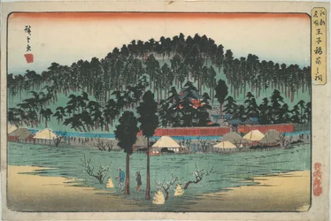a. Kleiner Schrein in Ōji, aus der Serie Berühmte Ansichten von Edo