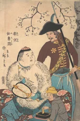 Russen und ein Chinese beschriften einen Fächer, 12. Monat, 1860