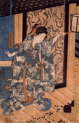 Nareginu, Tochter von Mikawa no Zenji, von Utagawa Kuniyoshi