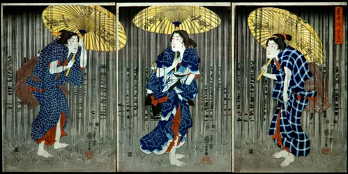 Plötzlicher Regenschauer in der Sommerhitze (Shochū no yūdachi), ca. 1849-1851