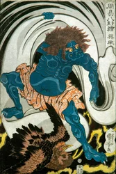 Windgott (Sonpū), Serie: Bilder der acht Trigramme der chinesischen Wahrsagung (Shūeki hakke-e), um 1839-41