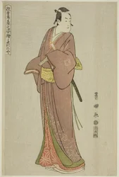 Takinoya: Ichikawa Monnosuke II als Soga no Juro, aus der Serie "Porträts von Schauspielern auf der Bühne (Yakusha butai no sugata-e)"