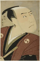 Der Schauspieler Sawamura Sojuro III als Oboshi Yuranosuke im Stück "Edo no Hana Ako no Shiogama," aufgeführt im Kiri-Theater im vierten Monat, 1796
