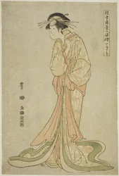 Yamatoya: Iwai Hanshiro IV als Okaru, aus der Serie "Porträts von Schauspielern auf der Bühne (Yakusha butai no sugata-e)"