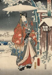 Ukiyo-e-Druck aus der Geschichte von Genji von Kunisada und Hiroshige