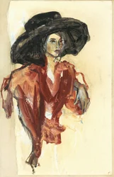 Elegante Frau mit schwarzem Hut