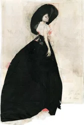 Elegante Frau mit schwarzem Hut