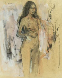 Nackte Figur mit langem Haar