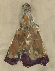 Königliche Dame im Collage-Kleid