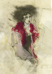 Stilisierte Figur mit expressiven Strichen