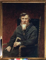 Porträt des Historikers und Journalisten Mikhail Pogodin (1800-1875). Gemälde von Vasili Perov (1834-1882), Öl auf Leinwand