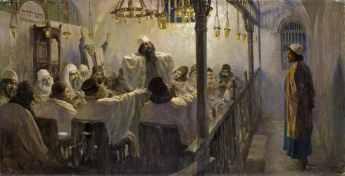Er ist des Todes schuldig! - Polenov, Vasili Dmitrievich (1844-1927) - 1906 - Öl auf Leinwand (Teil der Serie von Gemälden Das Leben Christi, abgeschlossen vom Künstler in den späten 1890er-1900er Jahren)