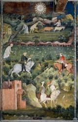 September: Falkenjagd und Feldpflügen