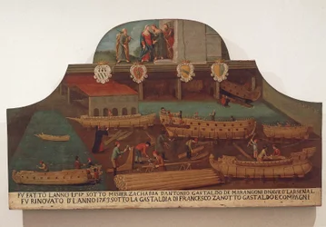 Schild der Zunft der Schiffszimmerei im Arsenale von Venedig