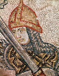 Kopf eines Soldaten (Mosaikdetail)