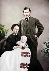 Der Prinz und die Prinzessin von Wales mit dem Säugling Prinz Albert Victor, 1864