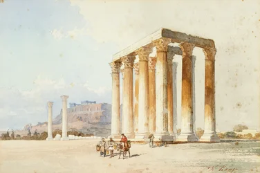 Tempel des Zeus mit Akropolis, Parthenon, Athen