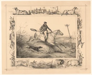 Jagdpferd mit Reiter im Galopp