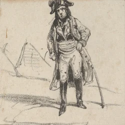 Soldat, der sich auf sein Schwert stützt, Mitte des 19. Jahrhunderts