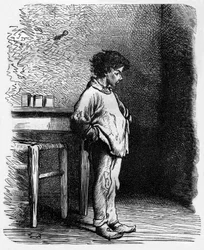 Navet, Gavroches Freund, Illustration für den Roman "Les Miserables" von Victor Hugo (4. Teil: L