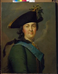 Porträt der Kaiserin Katharina II. in der Uniform der Leibgarde