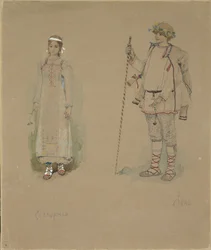 Schneemädchen und Lel. Kostümentwurf für die Oper Schneemädchen von N. Rimski-Korsakow, 1885