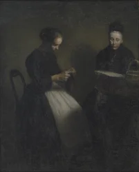 Abend im Wohnzimmer, die Mutter und die Frau des Künstlers