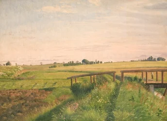 Feldlandschaft mit einer Brücke