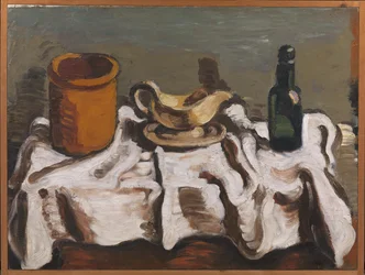 Stillleben mit einem Krug, einer Sauciere und einer Flasche