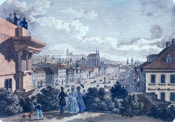 Pferdemarkt auf dem Wenzelsplatz, Prag, 1835
