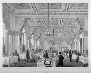 Der Kaffeeraum im London Bridge Railway Terminus Hotel, Bermondsey, London, 1860