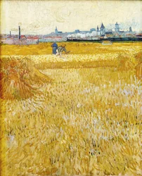 Arles: Blick von den Weizenfeldern Die Erntearbeiter, 1888