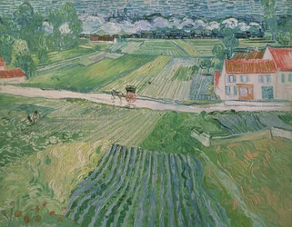 Landschaft bei Auvers nach dem Regen (Landschaft mit Kutsche und Zug)