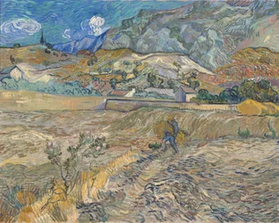 Landschaft bei Saint-Rémy (Eingezäuntes Feld mit Bauer)