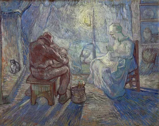 Nacht - Bauernfamilie im Inneren