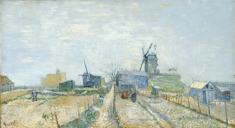 Gemüsegärten und die Moulin de Blute-Fin auf Montmartre