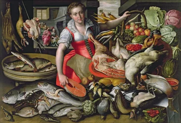 Martha bereitet das Essen für Jesus vor oder Jesus im Haus von Martha und Maria