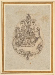 Entwurf für ein Anhänger, der Bacchus auf See darstellt