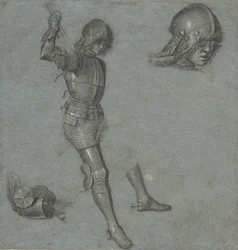 Studien eines sitzenden Jugendlichen in Rüstung, ca. 1505