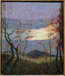 Morgen. Herbstlandschaft mit Bäumen