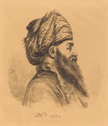 Profilkopf eines Orientalen mit Turban