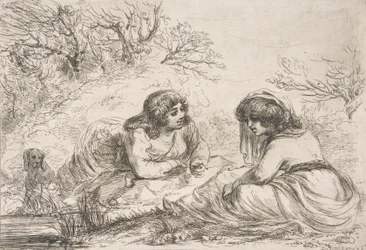 Zwei Frauen in einer Landschaft, 18.-frühes 19. Jahrhundert