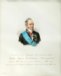 Porträt von Kanzler des Russischen Reiches Graf Karl Robert Nesselrode (Aus dem Album der Kaiserlichen Leibgarde)